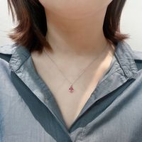 Simple Style Geometric Gradient Color Austrian Crystal Sterling Silver Pendant Necklace 1 Piece main image 3