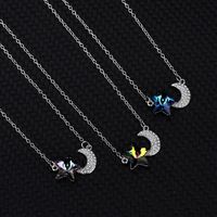 Fashion Star Moon Austrian Crystal Sterling Silver Inlaid Zircon Necklace main image 4