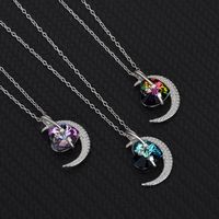 Simple Style Moon Heart Shape Austrian Crystal Sterling Silver Inlaid Zircon Necklace main image 1