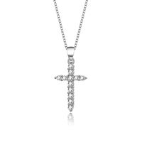 Simple Style Cross Sterling Silver Inlay Zircon Pendant Necklace main image 2