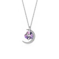 Simple Style Moon Heart Shape Austrian Crystal Sterling Silver Inlaid Zircon Necklace sku image 2