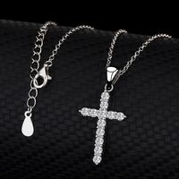 Simple Style Cross Sterling Silver Inlay Zircon Pendant Necklace main image 3