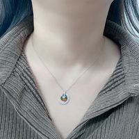 Simple Style Moon Heart Shape Austrian Crystal Sterling Silver Inlaid Zircon Necklace main image 2