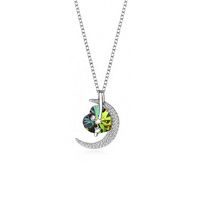 Simple Style Moon Heart Shape Austrian Crystal Sterling Silver Inlaid Zircon Necklace sku image 3