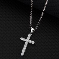 Simple Style Cross Sterling Silver Inlay Zircon Pendant Necklace main image 1