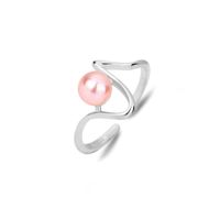 Fashion Geometric Sterling Silver Inlay Artificial Pearls Open Ring sku image 7