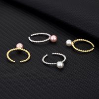 Mode Geometrisch Sterling Silber Inlay Künstliche Perlen Offener Ring main image 1