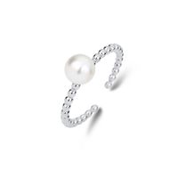 Fashion Geometric Sterling Silver Inlay Artificial Pearls Open Ring sku image 4