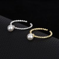 Fashion Geometric Sterling Silver Inlay Artificial Pearls Open Ring main image 2