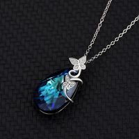 Fashion Butterfly Austrian Crystal Sterling Silver Water Drop Pendant Necklace main image 2