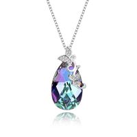Fashion Butterfly Austrian Crystal Sterling Silver Water Drop Pendant Necklace sku image 2