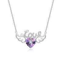 Elegant Letter Heart Shape Wings Austrian Crystal Sterling Silver Inlay Zircon Necklace 1 Piece sku image 2