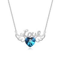 Elegant Letter Heart Shape Wings Austrian Crystal Sterling Silver Inlay Zircon Necklace 1 Piece sku image 1