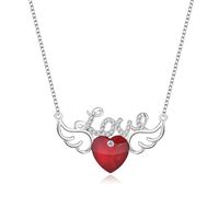 Elegant Letter Heart Shape Wings Austrian Crystal Sterling Silver Inlay Zircon Necklace 1 Piece main image 1