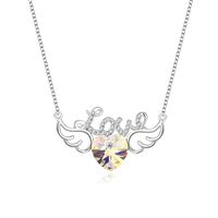 Elegant Letter Heart Shape Wings Austrian Crystal Sterling Silver Inlay Zircon Necklace 1 Piece sku image 4