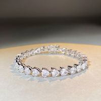 Rétro Forme De Cœur Argent Sterling Placage Zircon Bracelet 1 Pièce main image 1