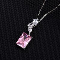 Lady Geometric Sterling Silver Inlay Zircon Pendant Necklace main image 4