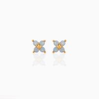 Fresh Cute Blue Flower Stud Earrings Copper Plated Real Gold Earrings 925 Pure Silver Ear Pin Jewelry Wholesale sku image 4