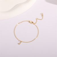Fashion Letter Copper Gold Plated Zircon Women's Anklet 1 Piece main image 3