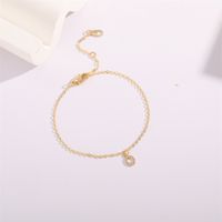 Fashion Letter Copper Gold Plated Zircon Women's Anklet 1 Piece main image 4