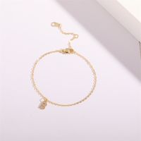 Fashion Letter Copper Gold Plated Zircon Women's Anklet 1 Piece main image 5