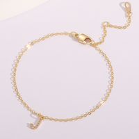 Fashion Letter Copper Gold Plated Zircon Women's Anklet 1 Piece main image 6