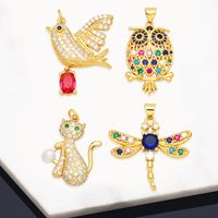 1 Piece Copper Zircon Animal Owl Bird main image 1