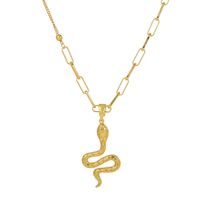 Fashion Snake Copper Inlay Zircon Pendant Necklace 1 Piece sku image 4