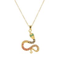 Fashion Snake Copper Inlay Zircon Pendant Necklace 1 Piece sku image 1