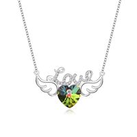 Elegant Letter Heart Shape Wings Austrian Crystal Sterling Silver Inlay Zircon Necklace 1 Piece sku image 3
