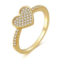 Fashion Heart Shape Copper Heart Star Inlaid Gold Gem Rings sku image 6