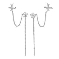 Fashion Flower Brass Earrings Tassel Gem Copper Earrings sku image 6