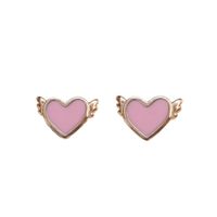 Pink Oil Drop Heart Stud Earrings 18k Gold Non-fading Earring Heart-shaped Ear Stud sku image 2