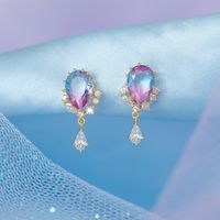 Exquisite Geometric Water Drop Zircon Earrings Jewelry Accessories sku image 4