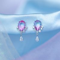 Exquisite Geometric Water Drop Zircon Earrings Jewelry Accessories sku image 6