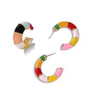 Alloy Oil Drop Earrings Fashion Stitching Color Ear Clip sku image 3