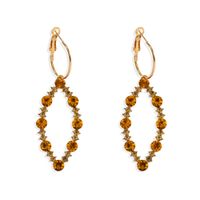 Geometric Colored Gemstone Rice Beads Woven Oval Hollow Alloy Earrings Wholesale Nihaojewelry sku image 4