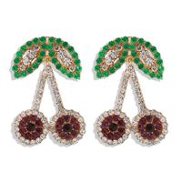New Fashion Diamond Fruit Cherry Earrings Fruit Earrings For Women sku image 3