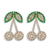 New Fashion Diamond Fruit Cherry Earrings Fruit Earrings For Women sku image 4