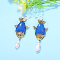 Fish-shaped Drop Pearl Earrings Beach Style Wild Multicolor Resin Earrings Wholesale Nihaojewelry sku image 4