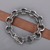 Retro Round Stainless Steel Patchwork Bracelets 1 Piece main image 2