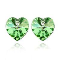 Simple Colorful Heart Crystal Stud Earrings sku image 1