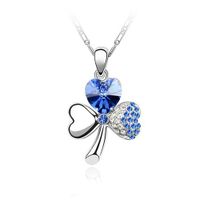 Wholesale Fashion Crystal Jewelry Peach Heart Clover Earring Necklace Set sku image 4