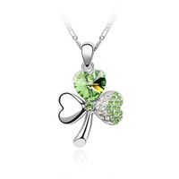 Wholesale Fashion Crystal Jewelry Peach Heart Clover Earring Necklace Set sku image 5