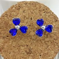 Wholesale Fashion Crystal Jewelry Peach Heart Clover Earring Necklace Set sku image 1