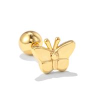Classic Butterfly Screw Screw Ball Piercing Copper Earring sku image 1