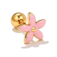 Korean Style Oil-spot Glaze Flowers Ear Bone Stud Stainless Steel Rod Piercing Twist Ball Stud Earrings Cross-border Multi-color Earrings For Women sku image 4