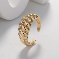 Simple Style Solid Color Brass Gold Plated Open Ring 1 Piece main image 1