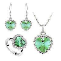 Fashion Retro Ocean Heart Alloy Earring Necklace Ring Set sku image 11