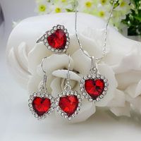 Fashion Retro Ocean Heart Alloy Earring Necklace Ring Set sku image 17